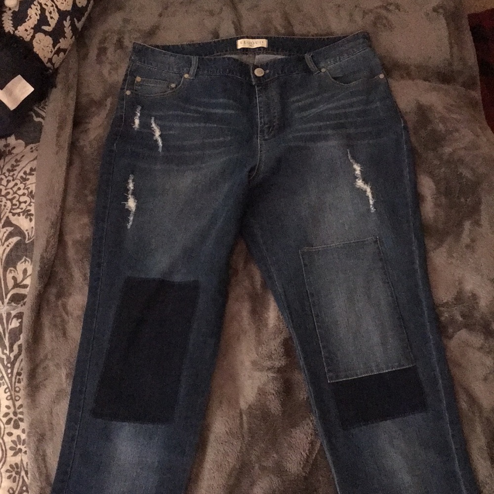 Eloquii distressed patchwork jeans, SIZE 18